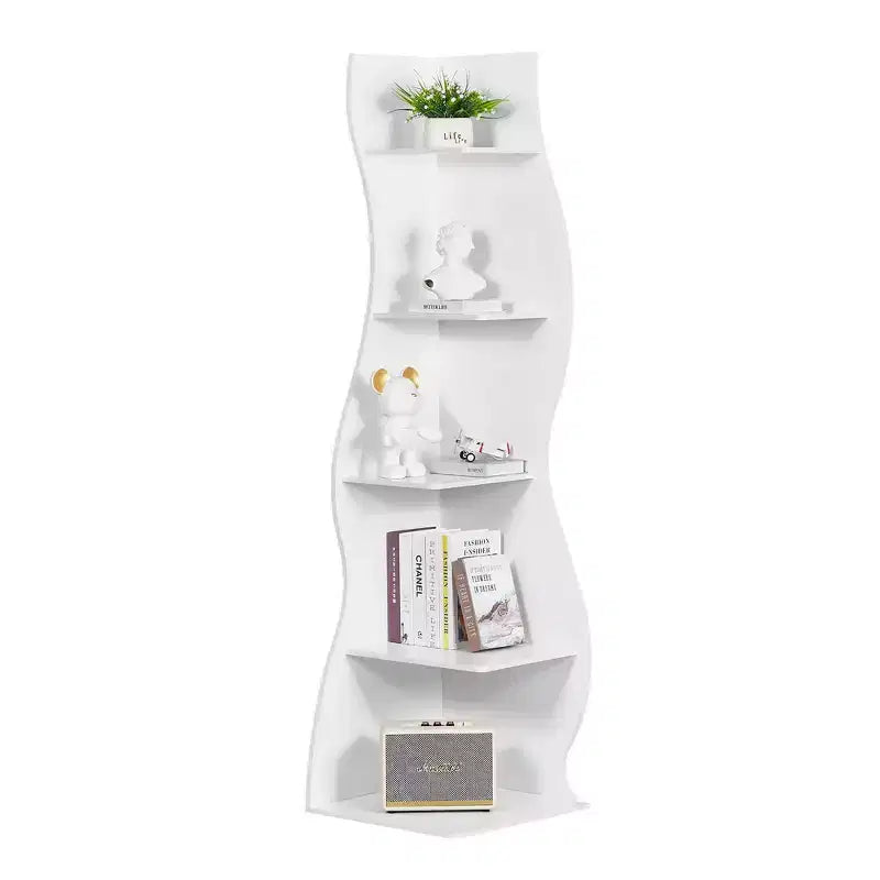 Étagère d'angle à 5 niveaux ondulée, étagère de rangement rustique avec assemblage facile