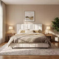 Christopher Knight Home Nittaya Modern Wooden Boucle Upholstered Bed Frame with Thick Headboard