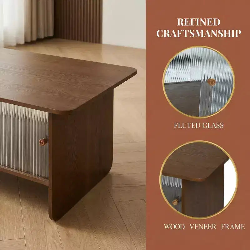 Table basse rectangulaire moderne minimaliste de 47 pouces avec meuble de rangement