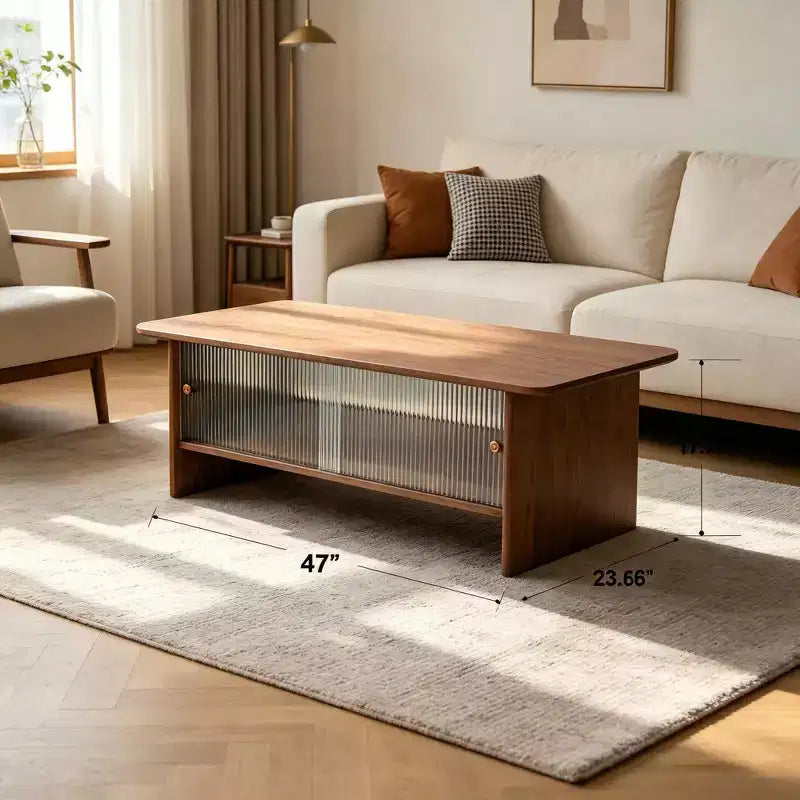 Table basse rectangulaire moderne minimaliste de 47 pouces avec meuble de rangement