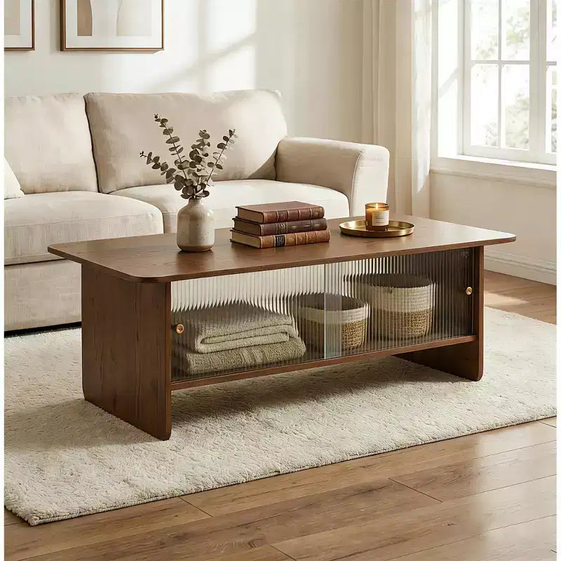 Table basse rectangulaire moderne minimaliste de 47 pouces avec meuble de rangement