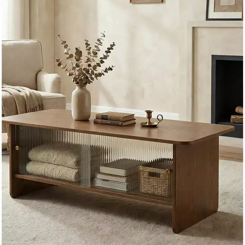 Table basse rectangulaire moderne minimaliste de 47 pouces avec meuble de rangement
