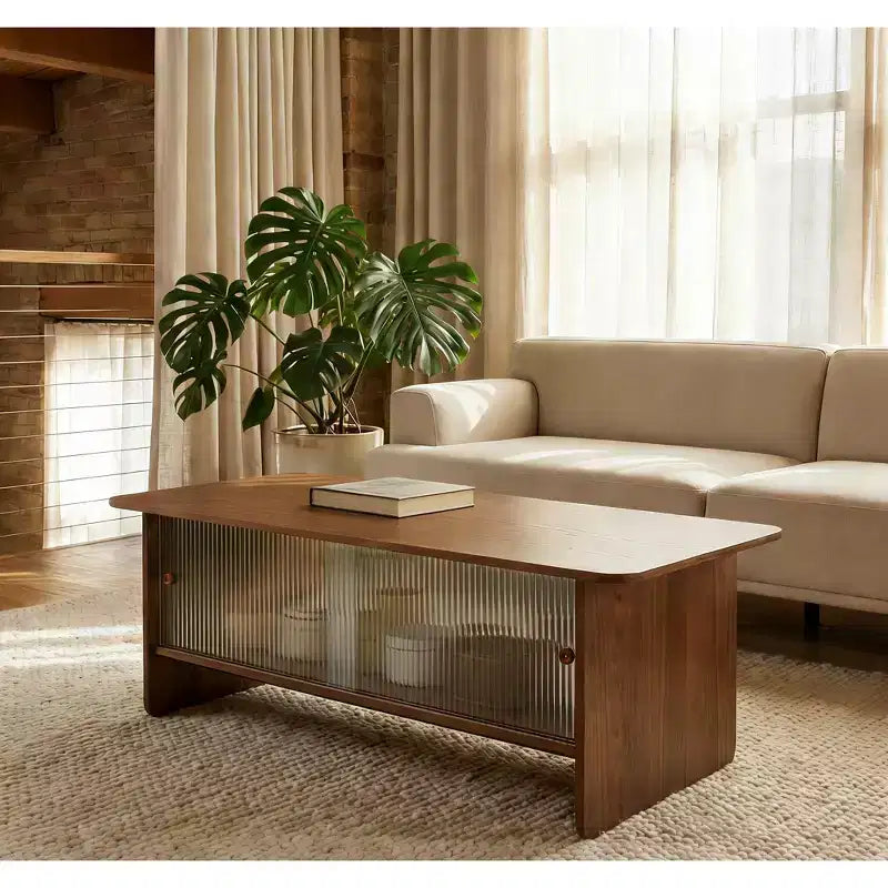 Table basse rectangulaire moderne minimaliste de 47 pouces avec meuble de rangement