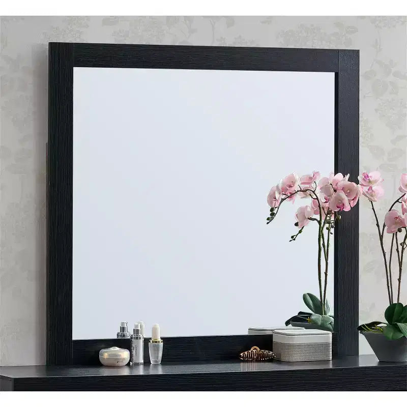 Miroir de commode rectangulaire en bois, 39 po L x 37 po H