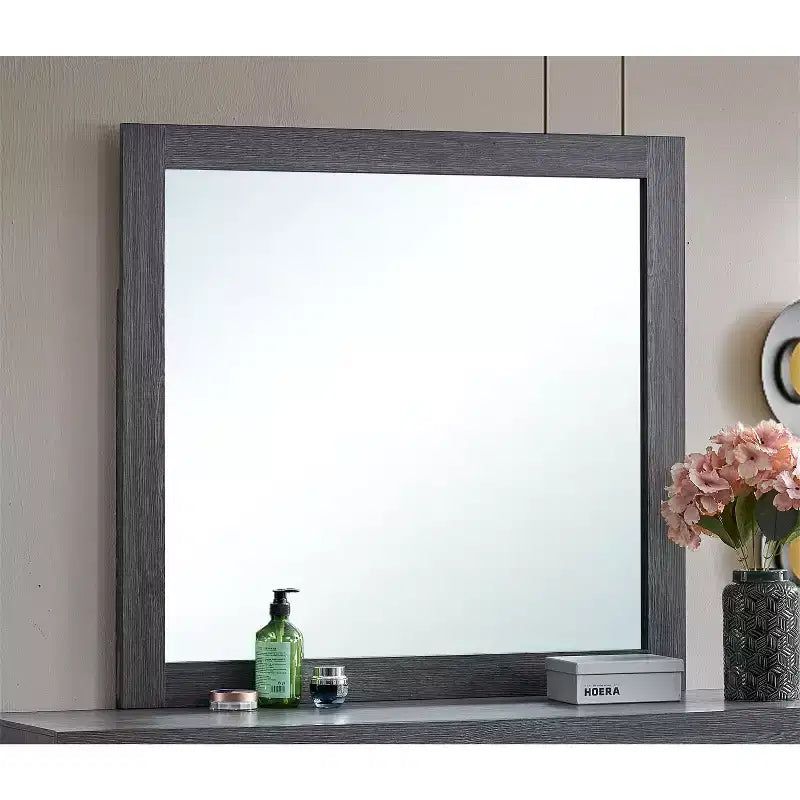 Miroir de commode rectangulaire en bois, 39 po L x 37 po H