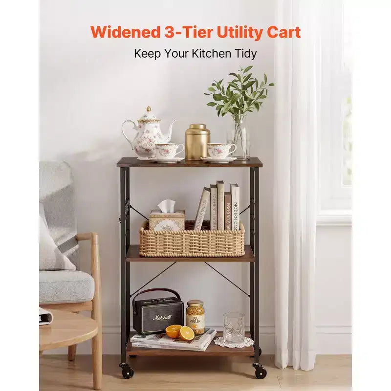 Chariot de cuisine, desserte 3 niveaux 60,2 cm pour micro-ondes et café