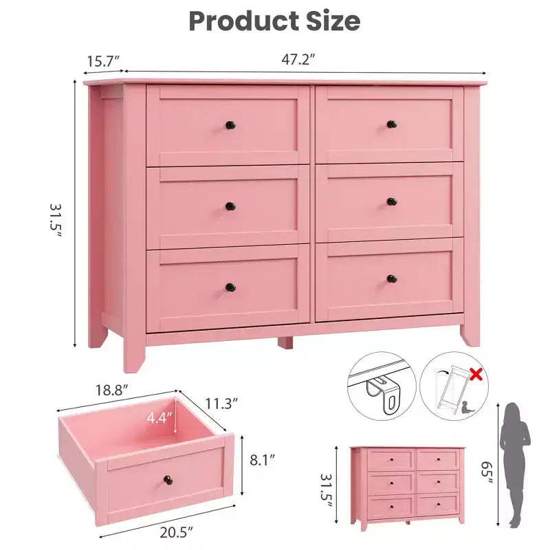 Commode en bois à 6 tiroirs