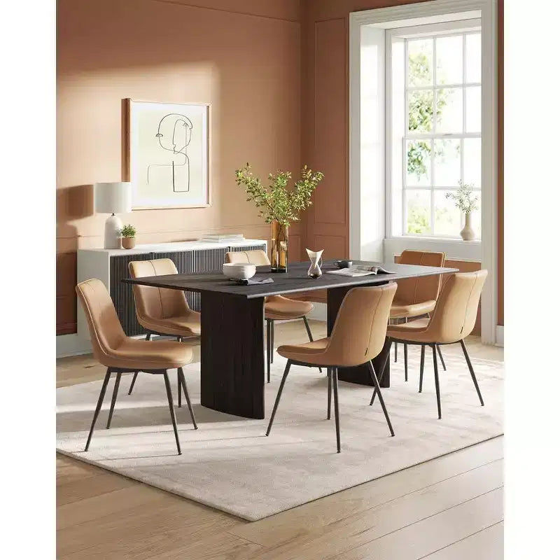 Lot de 2 chaises de salle à manger en cuir, rembourrées confortables