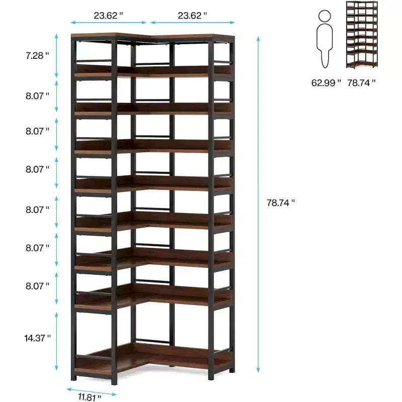 Étagère à chaussures d'angle à 9 niveaux, Organiseur de rangement vertical pour chaussures