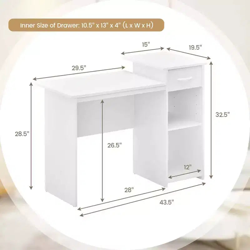 Bureau d'ordinateur avec tiroir moderne pour ordinateur portable