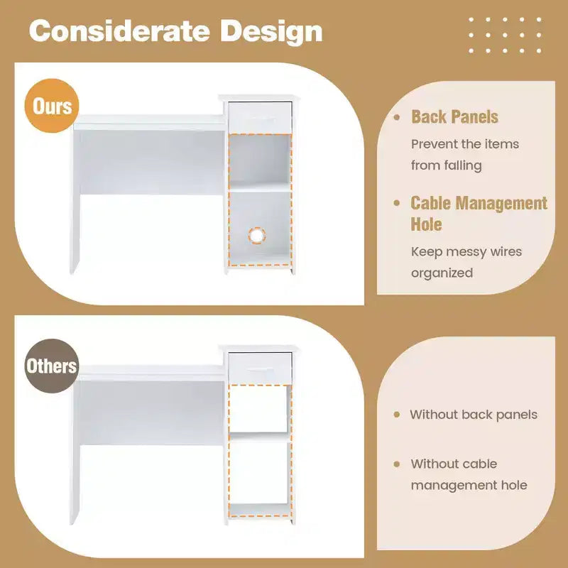 Bureau d'ordinateur avec tiroir moderne pour ordinateur portable